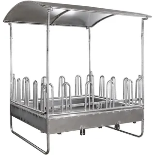 DEMA Viereckraufe Heuraufe Futterraufe Raufe Futterplatz mit Dach + Dreipunktaufnahme 220x210x250 cm für Pferde / Kühe / Alpakas / Strauße