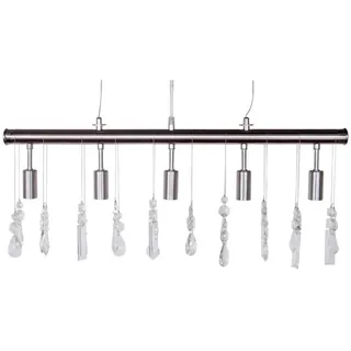 Dirk Davids Leuchten GmbH Hängeleuchten Hängeleuchte Silvia Nickel Matt Satiniert Kristall 5 Flammig E14, ohne Leuchtmittel silberfarben