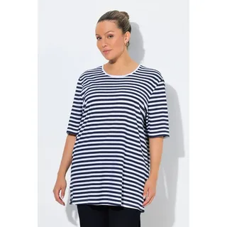 Ulla Popken Damen große Größen Übergrößen Plus Size T-Shirt, Ringel, Relaxed, Rundhals, Halbarm Marine 42+ 846543130-42+ - 42-44
