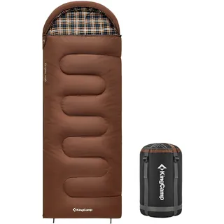KingCamp Deckenschlafsack Cloud 400 Winter Schlafsack Baumwolle XL Breit -15°C cappuccino, Zipper Rechts