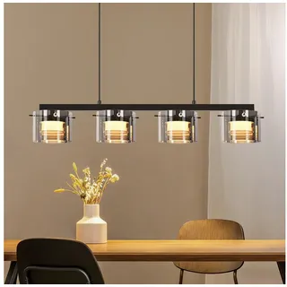 ZMH Pendelleuchte Esstisch Hängelampe Glas - 1/3/4 Flammig Hängend Esszimmerlampe 140cm, Glaskugel Hochwertige Design, LED Hängeleuchte Höhenverstellbar Hängelampe für Esszimmer Wohnzimmer schwarz