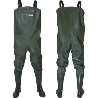 Fortmen Wathose mit Stiefel Herren 38-47 - Anglerhose zum Arbeiten, Angeln & Outdoor (mit verstellbarem Schultergurt) Wasserdicht 44