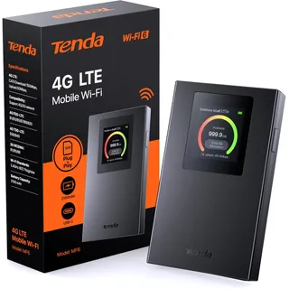 Tenda MF6 Mobiler WLAN Router WiFi 6 LCD 2100mAh Akku, USB-C 4G-Modem, MiFi, | Schwarz
