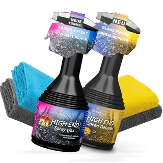 Auto Detailing Bundle: Dr. Wack A1 High End Speed Detailer 0,5L + Dr. Wack A1 High End Spray Wax 0,5L + 4x detailmate Mikrofasertuch 550GSM | Spiegelnder Glanz und Lotuseffekt