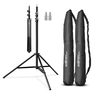 Walimex pro Lichtstativ WT-806 2er-Set bis 256 cm Höhe, Blitzstativ mit Federdämpfung inkl. 3/8" Adapter & Taschen, Lampenstativ bis 6 kg, Studiostativ für Ringlicht, Reflektor, Blitz & Video