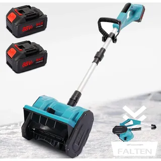 900W kabellose elektrische Schneefräse,21V elektrischer Schneeschieber,Faltbar Schneefräse,Zusatzgriff ,Schneeräumgeräte Mit 2×3000 mAh große...