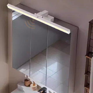 GZZBMY LED Spiegellampe Bad mit Bewegungsmelder Spiegelleuchte 180° Schwenkbar Wandleuchten Badezimmerschrank Lampe Wasserdicht Modern Aluminium Keller Küche Badschrank (Weißes Warmes Licht,40cm)