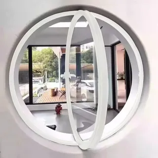 TWHZSAI Drehbares rundes Fenster aus Aluminiumlegierung, Bullauge-Fenster aus gehärtetem Glas zur Wandtion mit Griff, Flügelfenster zur Wohntion in der Küche, Weiß 3,40 cm