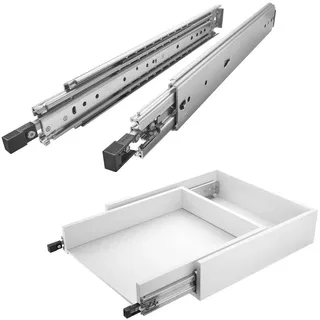 SOTech Schwerlastauszug VarioSlide KV2-200-H76-L700-EH 711,4 mm Zweihandverriegelung Einrastfunktion Schwarzer Hebel belastbar bis 200Kg