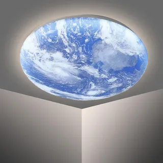 LED Mond Deckenleuchte Modern Design Mond Deckenlampe Dimmbar 3D Mond Lamp Wand Deko Lamp Erde Mond Wand Lampe mit Fernbedienung Deckenbeleuchtung für Schlafzimmer Kinderzimmer (Earth Design, 40cm)