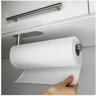 VonBueren Küchenrollenhalter ohne Bohren | Farbe: silber | Rollenhalter für Küche Aufbewahrung & Organisation | Halter für Küchenrolle