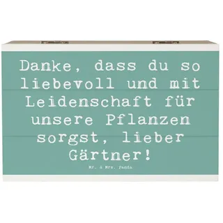 Mr. & Mrs. Panda Dekokiste 19 x 12 cm Spruch Lieber Gärtner - Meeresbrise - Geschenk, Pflanzen, (1 St), Robustes Material blau