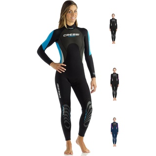 Cressi Morea Damen - Neoprenanzug 3mm für alle Wassersportarten, Schwarz/Türkis/Grau, M/3