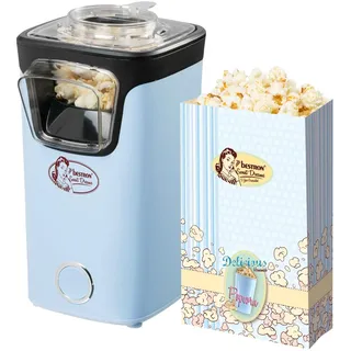 Bestron Popcornmaker, Turbo-Popcorn in unter 2 Minuten, Popcornmaschine mit Heißlufttechnologie, inkl. 10x Popcorntüten & integrierten Messbecher, Sweet Dreams Kollektion, Farbe: Blau