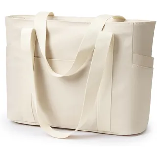 KALIDI Shopper Tasche Damen Groß Handtasche Arbeitstasche Uni Tote Bag Beige für Arbeit, Schule, Büro - 43 cm x 17 cm x 31.5 cm