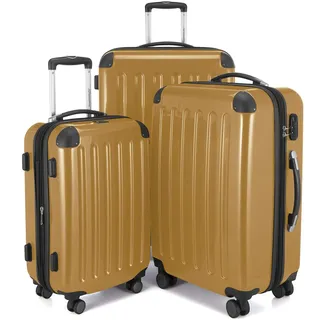 Hauptstadtkoffer Alex - 3er Kofferset - Handgepäckskoffer 55 cm, mittelgroßer Koffer 65 cm + großer Reisekoffer 75 cm, Hartschale ABS+PC, TSA, Herbstgold