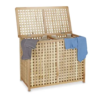 Relaxdays Wäschetruhe 75 l Braun