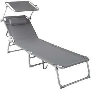 Tectake Chloé Sonnenliege 190 x 68 x 65 cm Grau