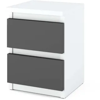 stiv meble Nachttisch, Weiß, Grau, 30 cm, 2S Nachttisch Schlafzimmermöbel Nakastlik