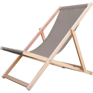 Liegestuhl Strandliege Sonnenliege Gartenliege Holz Liege Holzstrandliege 120kg Beige - Beige