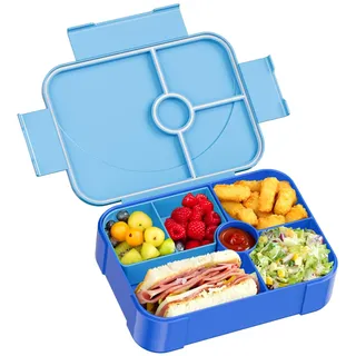 LEIKEEGO Brotdose Kinder mit Fächern Auslaufsicher Lunchbox Kinder Brotdose Kinder für Mädchen & Jungen, Jausenbox Kinder für Kindergarten & Schule (Blau)