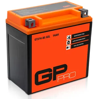 GP-PRO GTX14-BS 12V 14Ah GEL-Batterie (Kompatibel mit YTX14-BS / 51214) (Wartungsfrei & Versiegelt) Akkumulator Motorrad Motorradbatterie