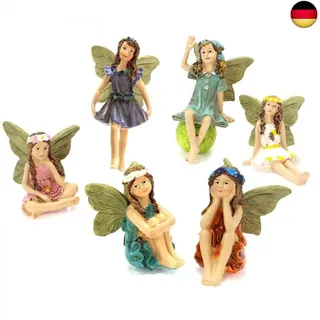 Xusxes 6 Stück Harz Fee Statue,Feen Figuren Zubehör,Fairy Garden Miniatur Feen F