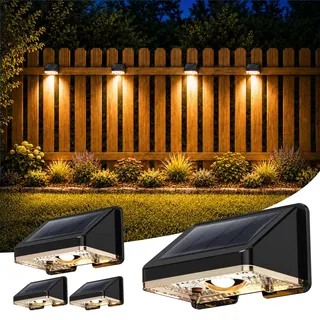 Delaiglow Solarlampen für außen wand, solar wandleuchte aussen, IP67 Wasserdichte Gartenleuchten Solar Zaun Beleuchtung für Garten Balkon Terrasse solarleuchten Zäune Warmweiß 4er