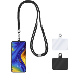 cobee Universelle Handy Lanyards, verstellbare, abnehmbare Nylon Umhänge Handygurte um den Hals mit 2 Tether Handy Patches kompatibel mit Smartphones Ausweishaltern Geldbörsen (Schwarz)