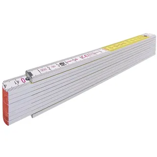 Stabila Holz-Gliedermaßstab Type 717, 2 m, weiß/gelbe metrische Schnellablese-Skala