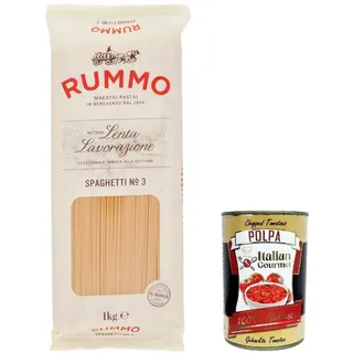 12x Rummo Spaghetti N. 3 Hartweizengrieß Pasta Nudeln 1Kg Packung+Polpa