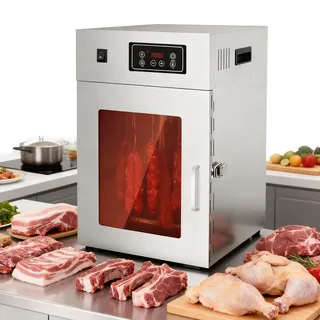 moupeaktain Dry Aged Reifeschrank Aus Edelstahl, Dörrgerät Und Trockenschrank Für Fleisch, Große 14 Aufhängestangen, Temperaturregelung Von 30-90°C, Zum Trocknen Von Biltong, Fleisch Und Wurst