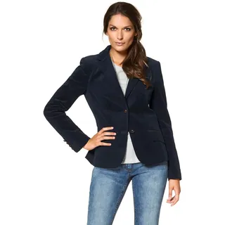 Aniston CASUAL Jackenblazer ANISTON CASUAL, Damen, Gr. 48, blau (marine), Web, Obermaterial: 97% Baumwolle, 3% Elasthan. Futter: 100% Polyester, unifarben, figurbetont hüftlang, normaler Saum mit Knöpfen, Blazer, mit Stoff-Einfassungen und Ärmelpatches