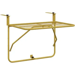 vidaXL Balkontisch Klappbar Balkonhängetisch Hängetisch Klapptisch Gartentisch Tisch Balkon Beistelltisch Balkonklapptisch Golden 60x40cm Stahl