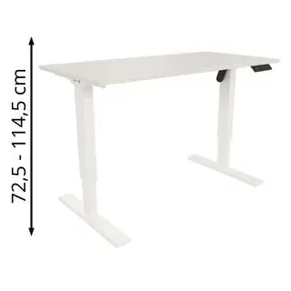 BISLEY E-StarterTech elektrisch höhenverstellbarer Schreibtisch lichtgrau rechteckig, T-Fuß-Gestell weiß 160,0 x 60,0 cm