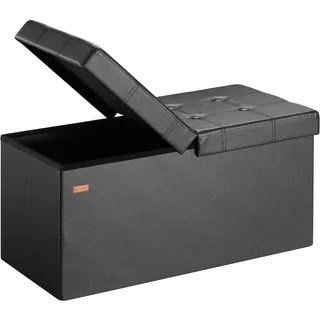 DEUBA Casaria® Sitzbank mit Stauraum Faltbar Gepolstert Deckel Schlafzimmer Wohnzimmer Flur Sitztruhe Truhenbank Polsterbank L - Schwarz 80x40x40cm Kunstleder