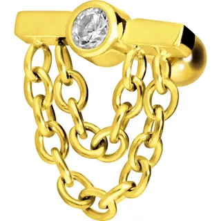 PIERCINGLINE Titan Ohrpiercing mit Innengewinde BALKEN + KRISTALL + 2 KETTEN