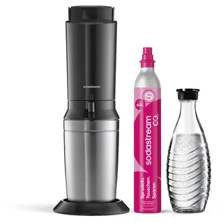 Sodastream Crystal 3.0 schwarz + 1 Glaskaraffe + Zylinder