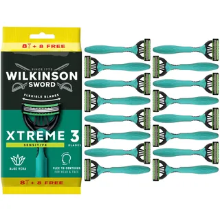 Wilkinson Sword Xtreme 3 Sensitive Einwegrasierer mit Gleitstreifen aus Vitamin E und Aloe Vera, ideal für die Pflege und Geschmeidigkeit des Gesichts
