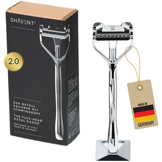 Neu: SHAVENT Original 2.0 Schwingkopf-Rasierer, Nassrasierer für Herren, Metallrasierer für den ganzen Körper, Kopf, günstige Klingen, plastikfrei & langlebig, Made in DE (2.0 Magnetischer Kopf)