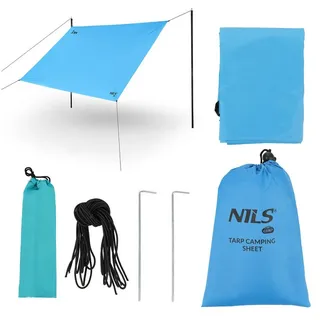 NILS CAMP Sonnensegel Sonnenschutz Wasserdicht 230x140 cm Rechteck Camping Outdoor NILS CAMP Campingsegel Tarp 230x140cm Blau blau