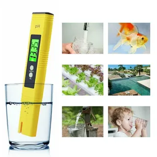 Bolwins Badethermometer L41C Digital LCD PH TDS EC Messgerät Tester Pen Wassertester Prüfer, Einzelset 1-tlg., 1× digitales pH-Meter, 1× transparente Aufbewahrungsbox, Hohe Messgenauigkeit ±0,01 pH, automatische Temperaturkompensation gelb