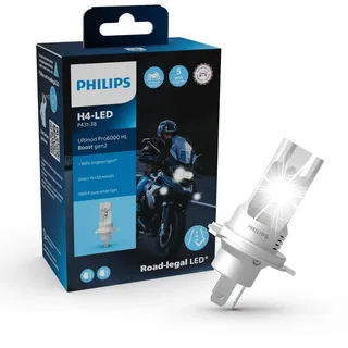 Philips Ultinon Pro6000 Boost gen2 Direct-fit H4-LED Moto, Scheinwerferlampe mit Straßenzulassung für Motorräder*, +300% helleres Licht**