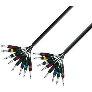Adam Hall 3 Star L8 PP 0300 Multicore Kabel 8 x 6,3 mm Monoklinke auf 8 x 6,3 mm Mono-Klinke), 3 m
