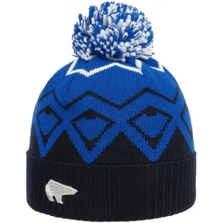Eisbär Ziggy Bommelmütze Strickmütze Skimütze Wintermütze Wollmütze Damen/Herren - Made in Austria mit Umschlag, Futter, Futter Winter Herbst-Winter - One Size blau - Einheitsgröße