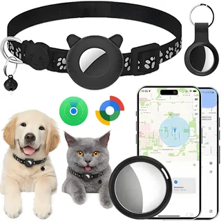 GPS Tracker Katze, GPS Tracker Hund Ohne ABO Kompatibel mit iOS & Android | Smart Tracker Android für Haustier Globale Echtzeitverfolgung, IP67 Wasserdicht GPS Air Tracker für Katzen,Hunde und Mehr