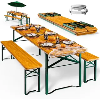 CASARIA Bierzeltgarnitur 3-tlg. Tisch 170 x 46 cm Braun