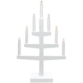 eglo christmas EGLO Kerzenständer Weihnachten mit 7 künstlichen Kerzen, Kerzenleuchter skandinavisch aus Holz in Weiß, Weihnachtsbeleuchtung Fenster warmweiß, mit Kabel, E10 Fassung, 54 cm