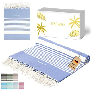 SOLTAKO Fouta Arthur Premium XXL, Denim-Blau, 200/200cm