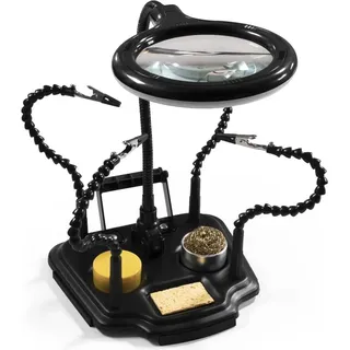 McPower 11M Dritte Hand mit LED-Lupe, Vier Klemmen, 4W, USB-Stromversorgung, schwarz